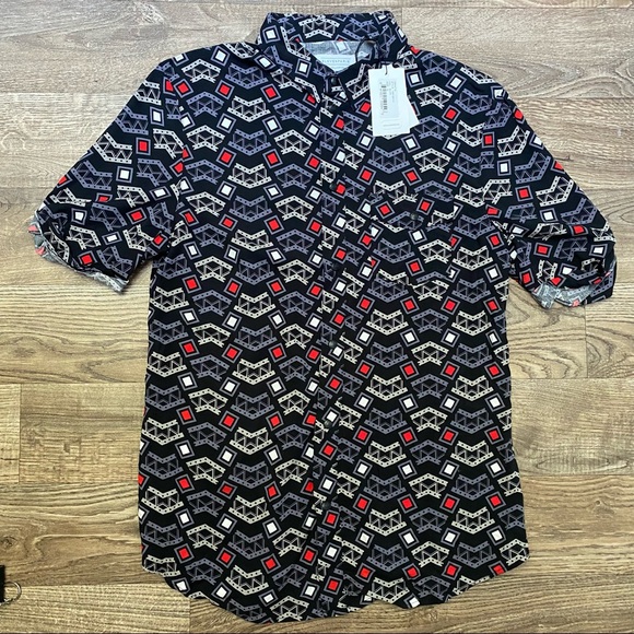 NWT Eleven Paris Geometric Viscose Snap Button Shirt - Picture 14 of 14